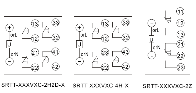 SRTT-110VAC-4H-B內部接線圖