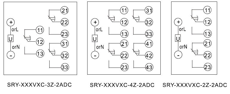 SRY-110VAC-4Z-2ADC內部接線圖