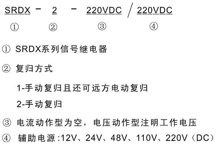 SRDX-1-220VDC/12VDC型號及其含義