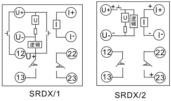 SRDX-1-220VDC/12VDC內(nèi)部接線圖