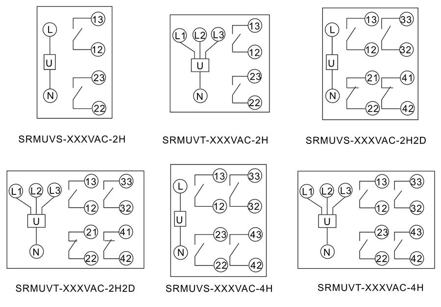 SRMUVT-58VAC-2H2D內部接線圖