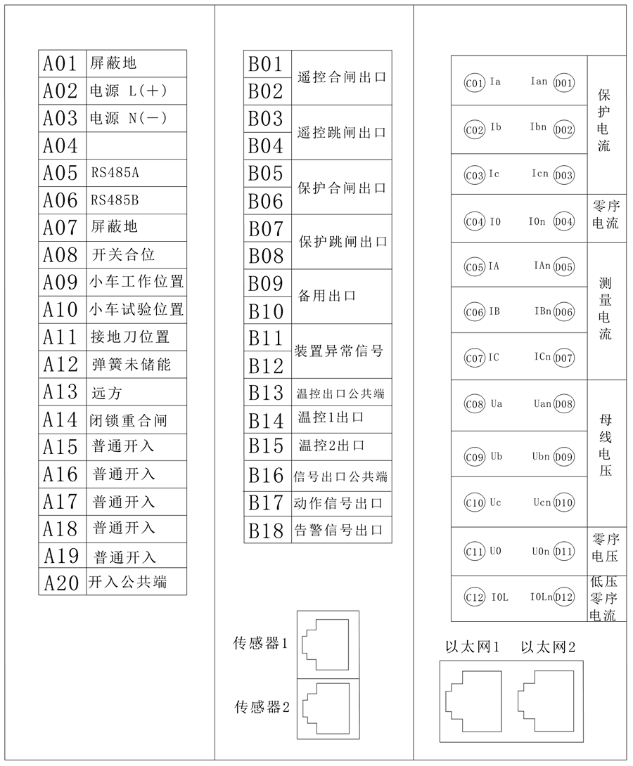 RHS5001微機(jī)保護(hù)測(cè)控裝置端子背部圖說(shuō)明