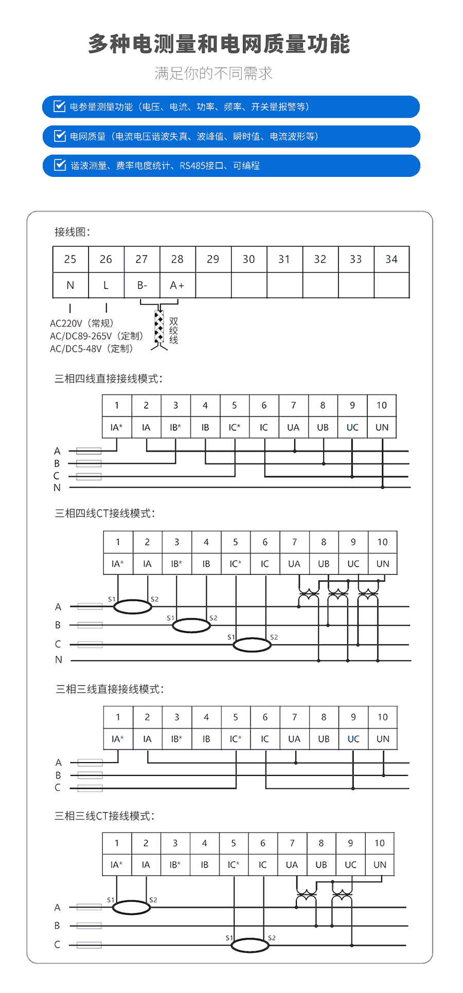 電網(wǎng)質量分析儀接線方式